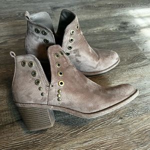 Mocha slip on booties